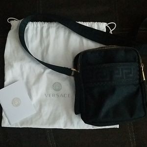 Versace cross body nylon shoulder bag.